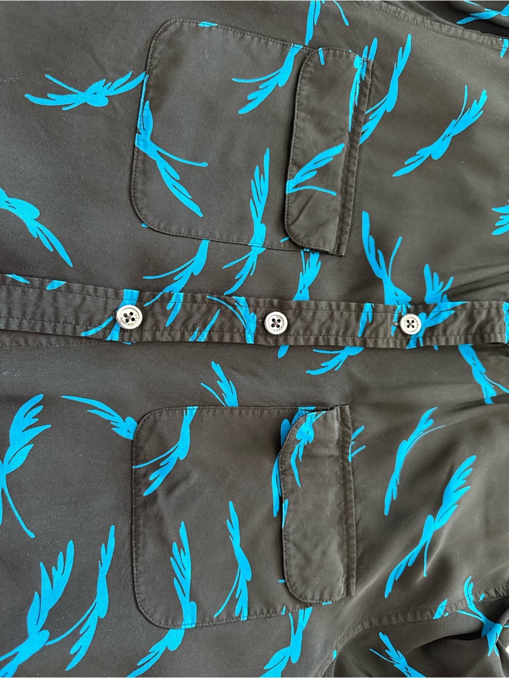 Equipment viscose Button-Up Short Sleeve Shirt - Black with Blue Print - Picture 5 of 5